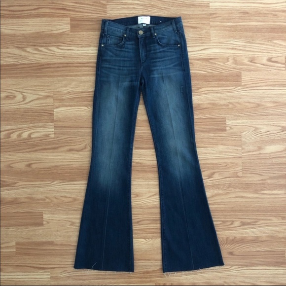 McGuire Highrise flare denim. Size 26. Raw hem. Fabric is amazingly comfortable. - Picture 1 of 6